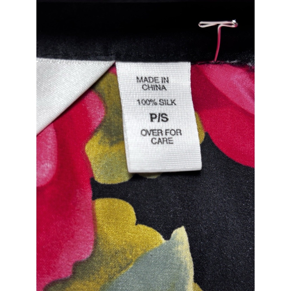 VTG Rare!! Victoria's Secret 100% Silk Black Rose Floral Maxi Robe Women's Small - Picture 7 of 11